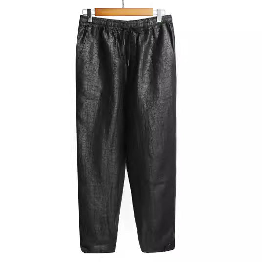 Damen Lederimitat-Jogginghose mit elastischem Bund und Tunnelzug Shop Nory