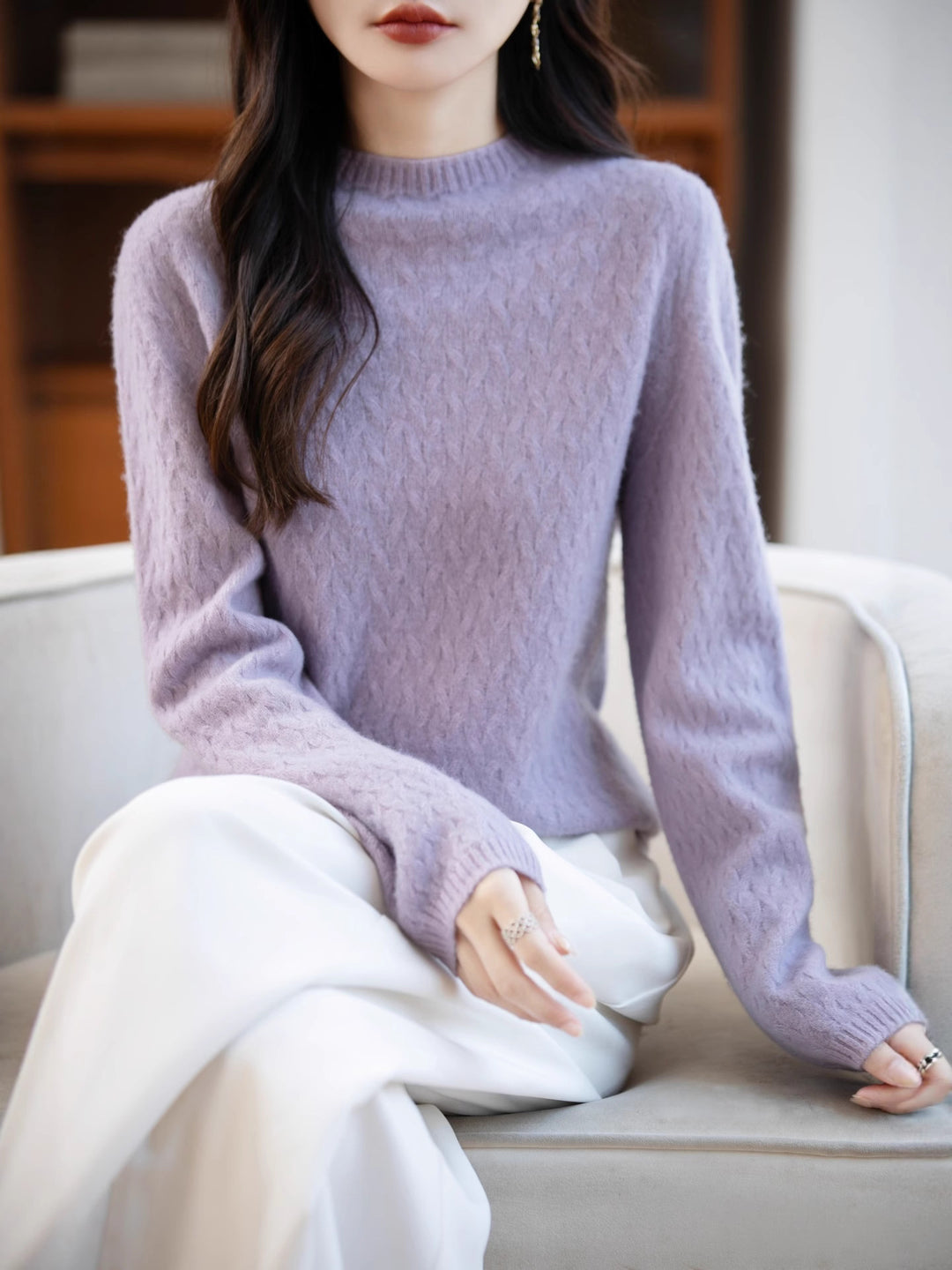 Damen Weicher Feinstrick‑Pullover mit kurzem Mockneck, leichter Mohair‑Optik und entspannter Silhouette Shop Nory