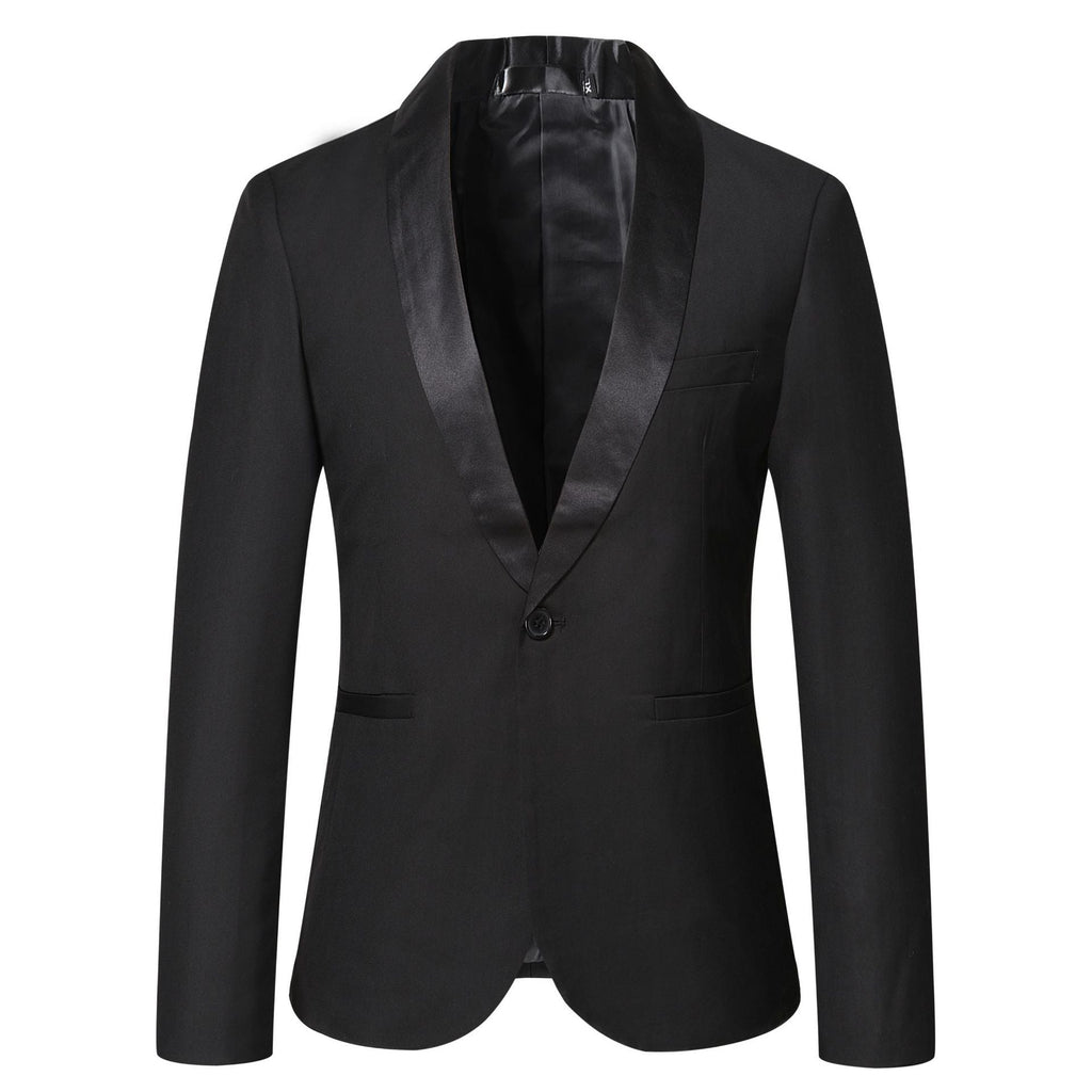 Herren eleganter Smoking-Blazer mit satinierter Reversbesatz