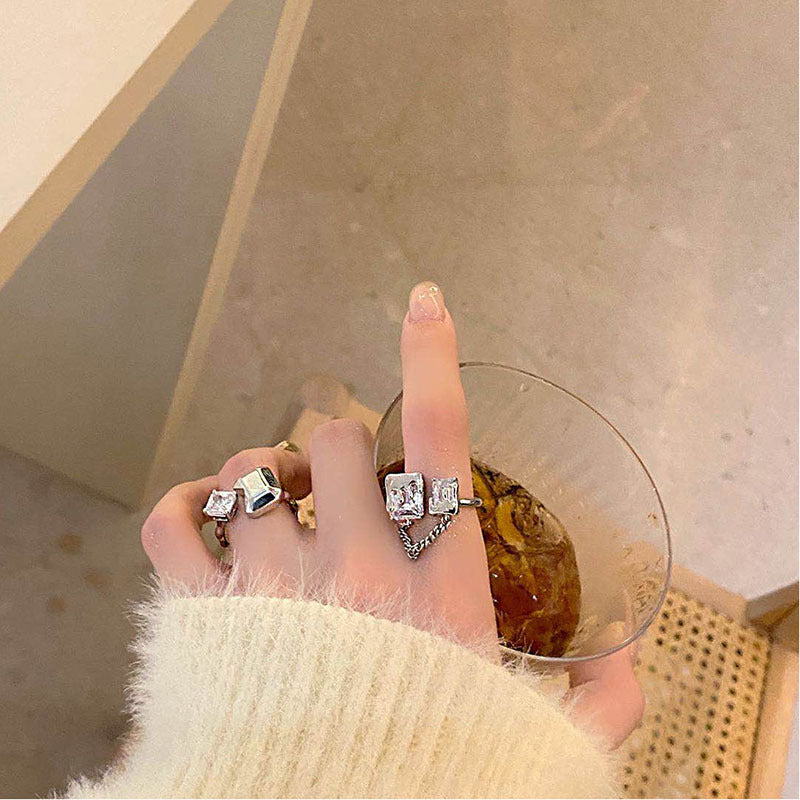 Damen Offener Ring mit kreativen Details und funkelnden Akzenten Shop Nory