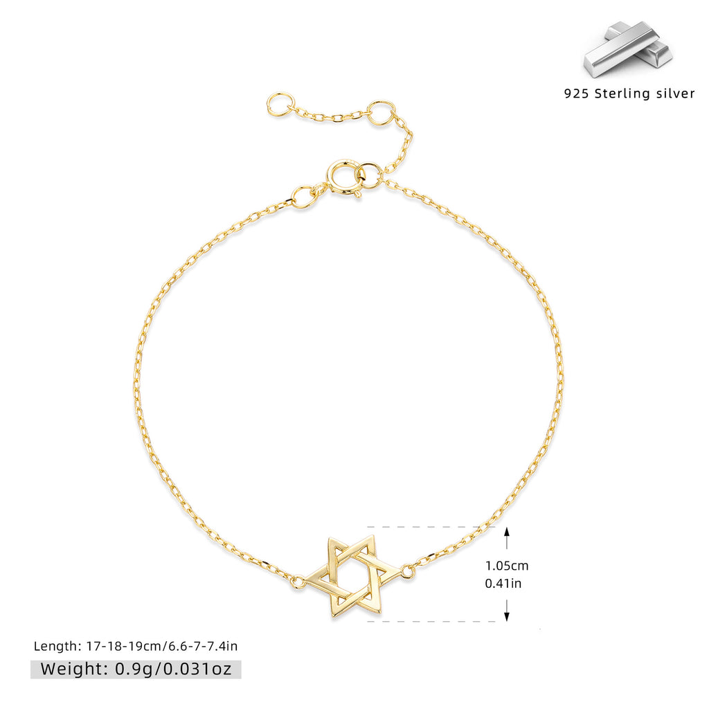 Damen Armband mit jüdischer Sternenmotiv aus hochwertigem 925 Sterling Silber Shop Nory