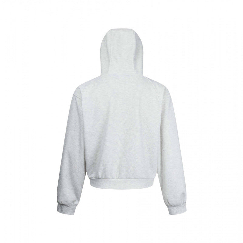 Unisex Kurzer Kapuzen-Zippullover aus French Terry mit Raglanärmeln und verdeckten Eingrifftaschen Shop Nory