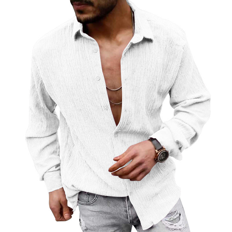 Herren lässiges Langarmhemd mit strukturiertem GewShopnorye und modernem Look