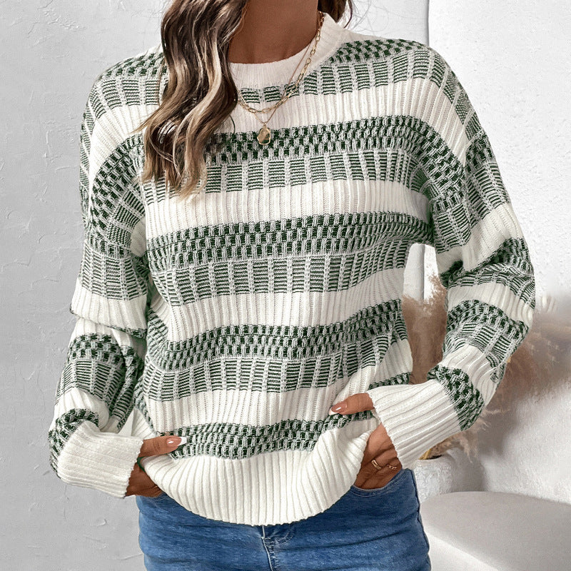 Damen Modischer Strickpullover mit blockartigem Muster Shop Nory
