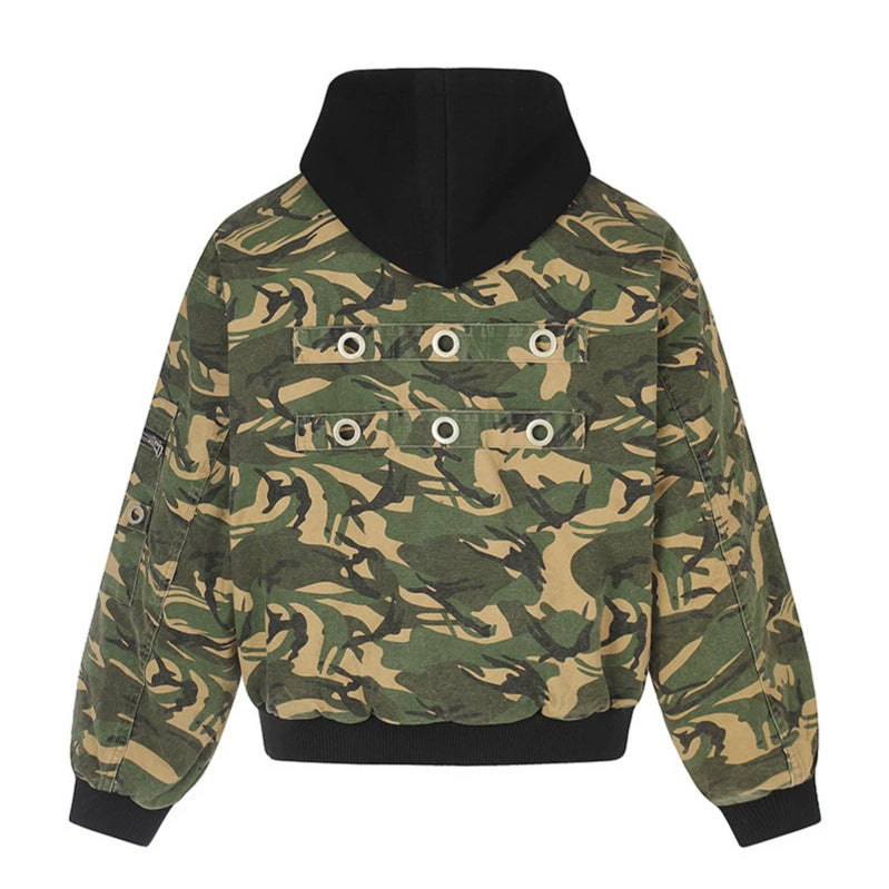 Damen Oversize-Utility Bomberjacke mit Kapuze, Reißverschluss-Front und Ärmel‑Tasche Shop Nory