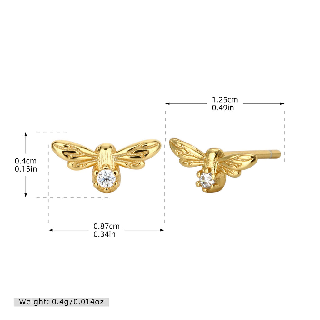 Damen Ohrstecker im Bienen-Design mit funkelndem Zirkonbesatz Shop Nory
