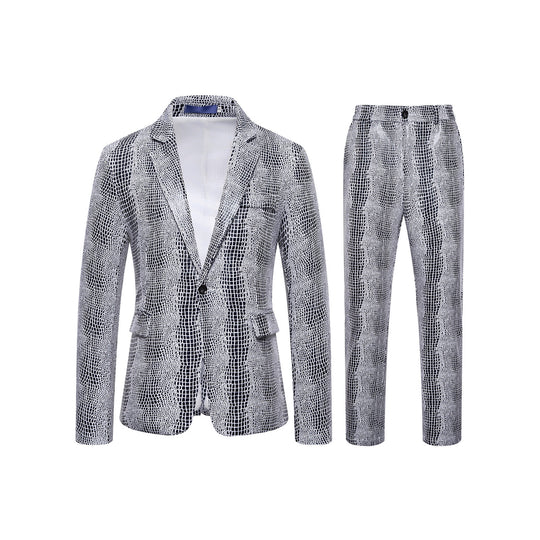 Herren Zweiteiliges Glamour-Anzugset mit metallischem Kroko-Effekt und schmaler Silhouette Shop Nory