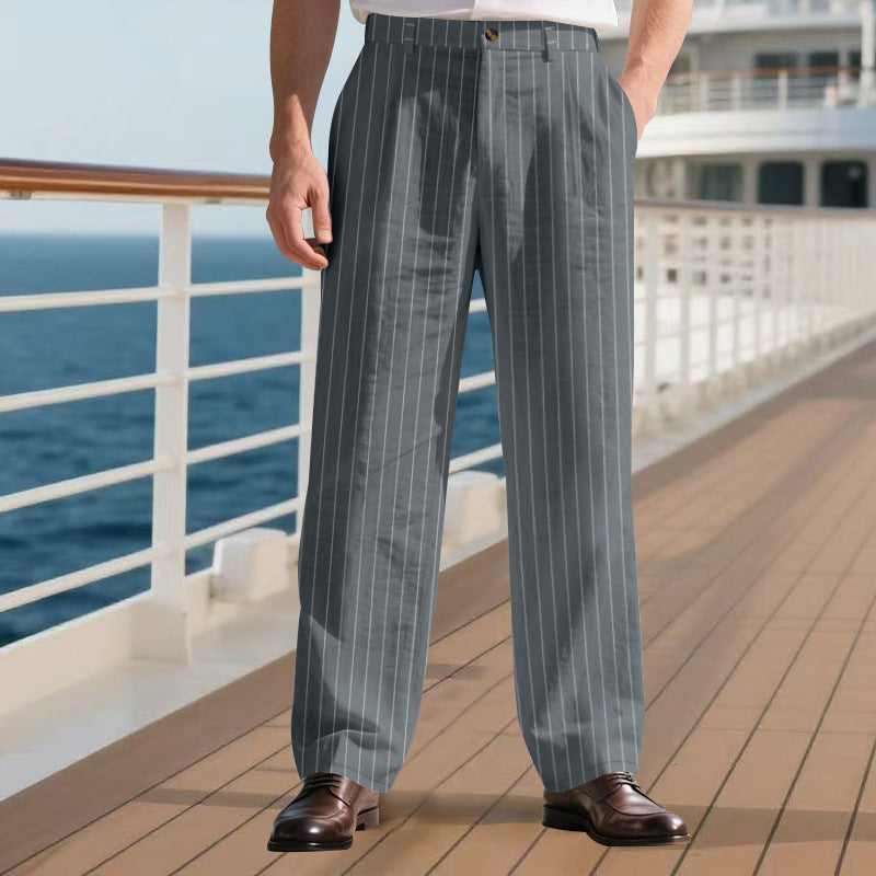 Herren elegante Anzughose mit schmalen Nadelstreifen