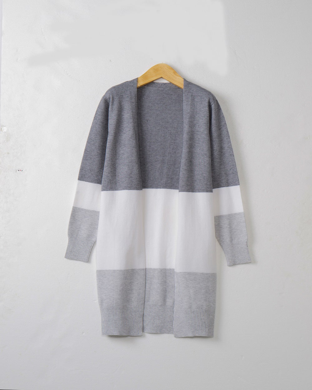 Damen Longcardigan mit Colorblock-Design, offener Front und gerippten Bündchen Shop Nory