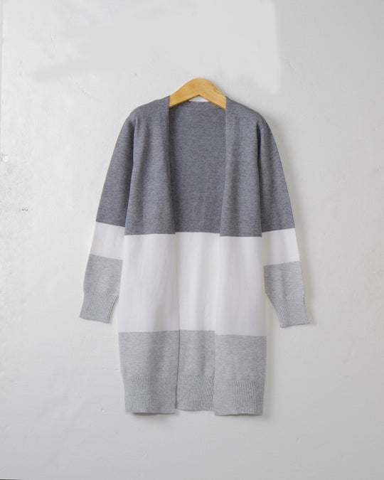 Damen Longcardigan mit Colorblock-Design, offener Front und gerippten Bündchen Shop Nory