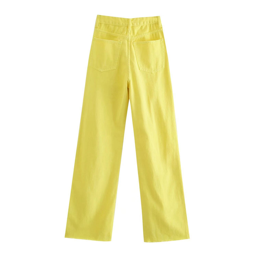 Damen Hochtaillierte weit geschnittene Jeans mit weitem Bein, hoher Taille und rohem Saum Shop Nory
