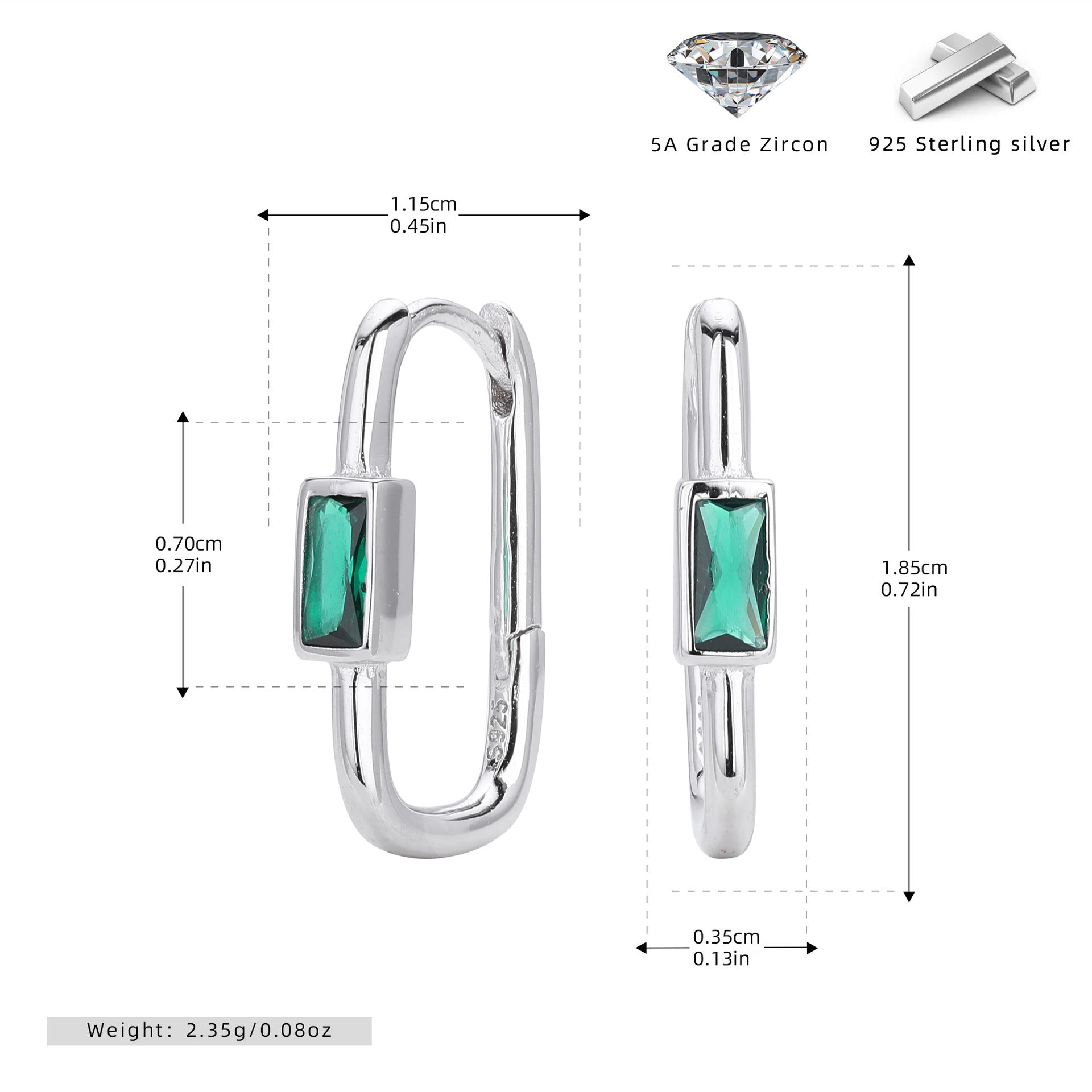 Damen Ohrstecker mit luxuriösem 5A Zirkon aus 925 Sterling Silber Shop Nory