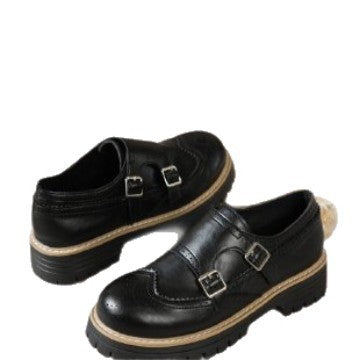 Damen Brogue-Monk-Slipper mit doppeltem Schnallenverschluss, gesteppter Kante und grober Profilsohle Shop Nory