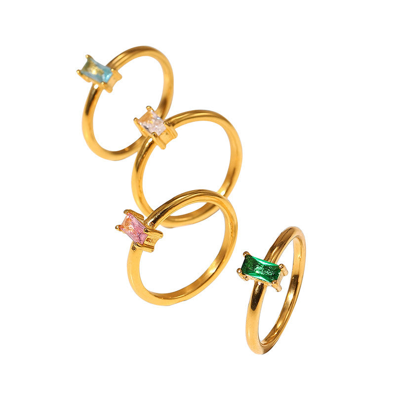 Damen eleganter Ring mit aquamarinfarbener Steinfassung Shop Nory