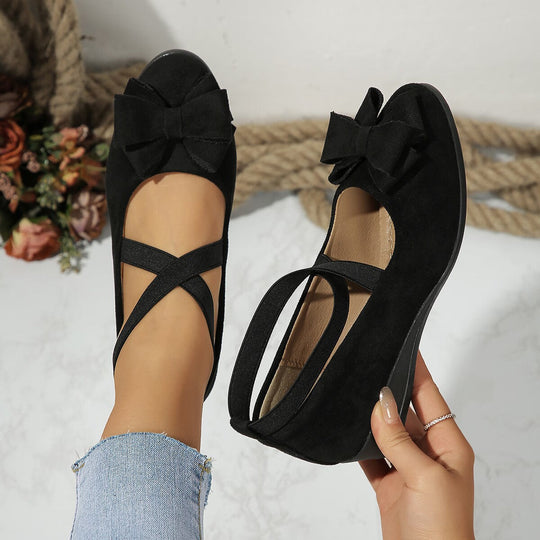 Damen Ballerina-Schuhe mit verstellbaren Riemen und elegantem Schleifendetail