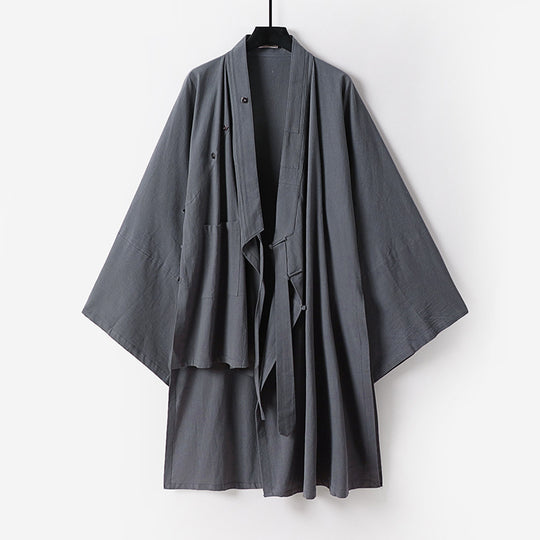Unisex Oversize-Kimono-Mantel aus Baumwollmix mit weitem Schnitt und Bindegürtel Shop Nory
