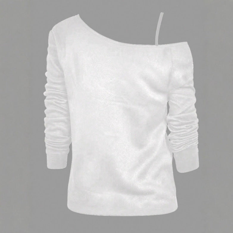 Damen nan asymmetrisches Off-Shoulder Langarmshirt mit doppeltem Lippenprint, relaxed Oversize-Schnitt und weichem Baumwollmix Shop Nory