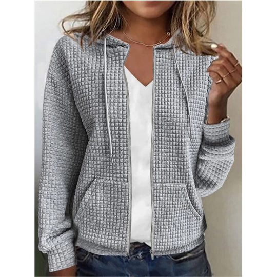 Damen Kapuzenjacke mit Waffelstruktur, Reißverschluss und Eingrifftaschen Shop Nory