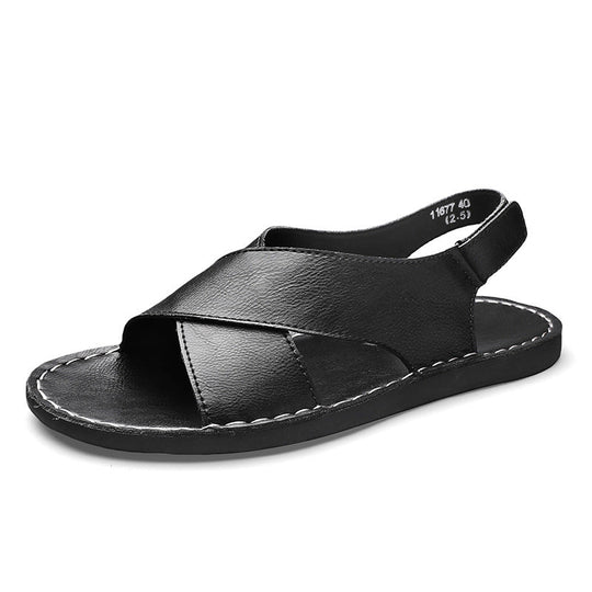 Herren Elegante und bequeme Leder-Sandalen mit verstellbarem Riemensystem