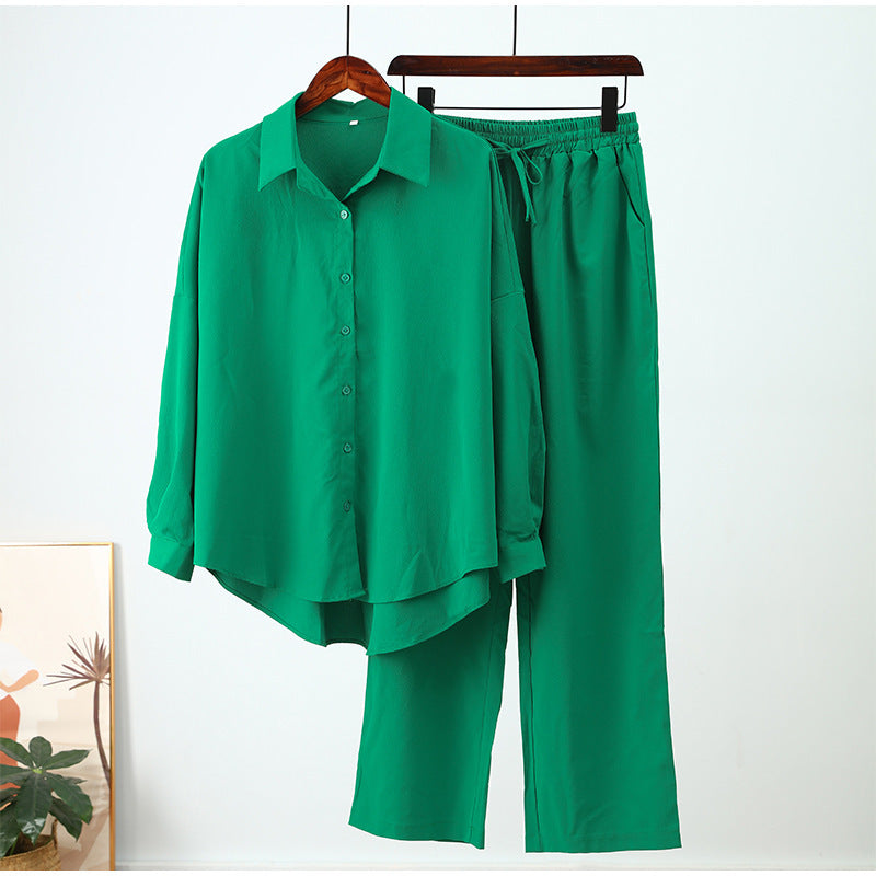 Damen Lockeres Satin-Optik Hemd- und Palazzo-Loungewear-Set mit asymmetrischem Saum Shop Nory
