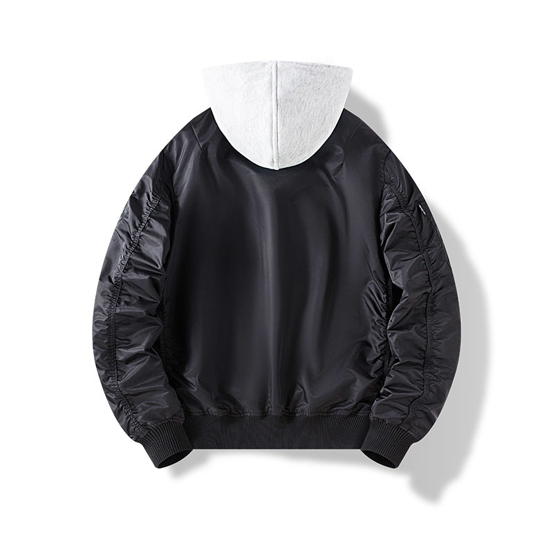 Herren Nylon‑Bomberjacke mit integrierter Sweatkapuze und Ärmel‑Utility‑Tasche Shop Nory