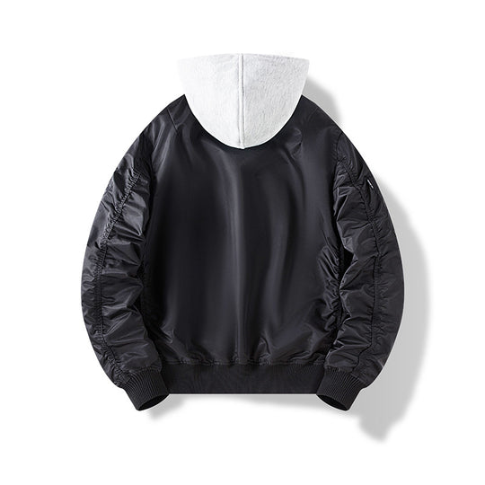 Herren Nylon‑Bomberjacke mit integrierter Sweatkapuze und Ärmel‑Utility‑Tasche Shop Nory
