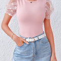 Damen T-Shirt mit transparenten Puffärmeln