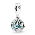 Versilberter Charm-Anhänger mit Mond, Sternen und Tanzender Elfe
