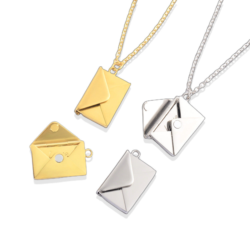Damen Halskette mit Briefumschlag und Gravurschild Shop Nory