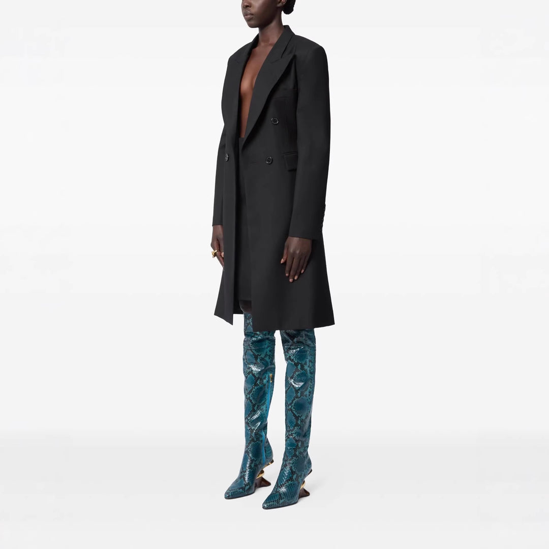 Damen Langblazer im minimalistischen Doppelreiher mit verstärkten Schultern Shop Nory