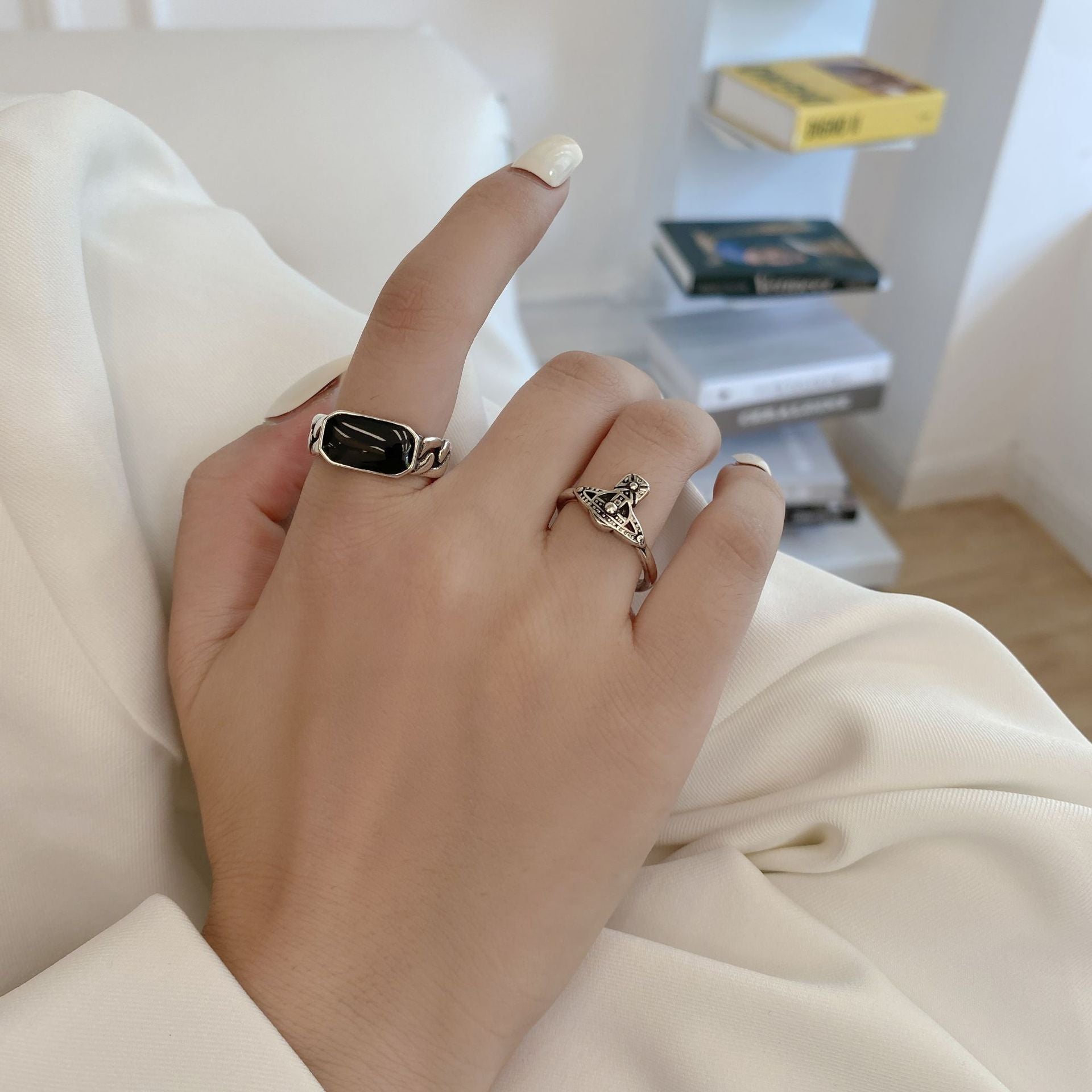 Damen Offener Ring mit kunstvollem floralen Muster Shop Nory