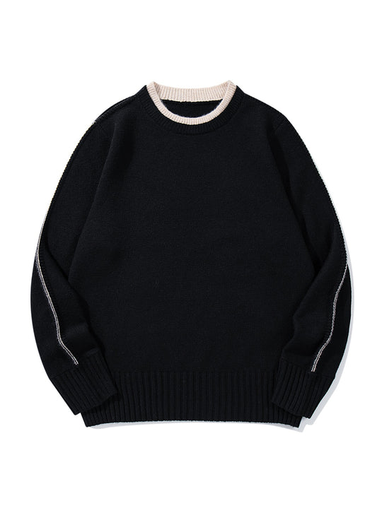 Unisex Feinstrick Rundhalspullover mit breitem Rippenbund und überschnittener Schulter Shop Nory