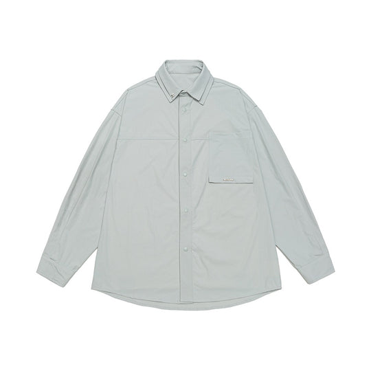 Unisex Oversize Hemd mit technischem Material, Brustklappe und gerundetem Saum Shop Nory