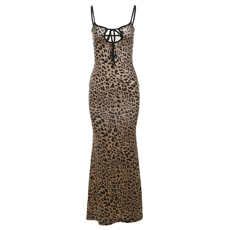Damen Leichtes Maxikleid mit verführerischem Leo-Print