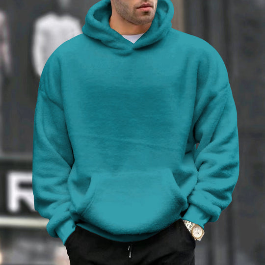 Herren Kuscheliger Oversize Kapuzenpullover aus Teddy-Fleece mit Kängurutasche Shop Nory
