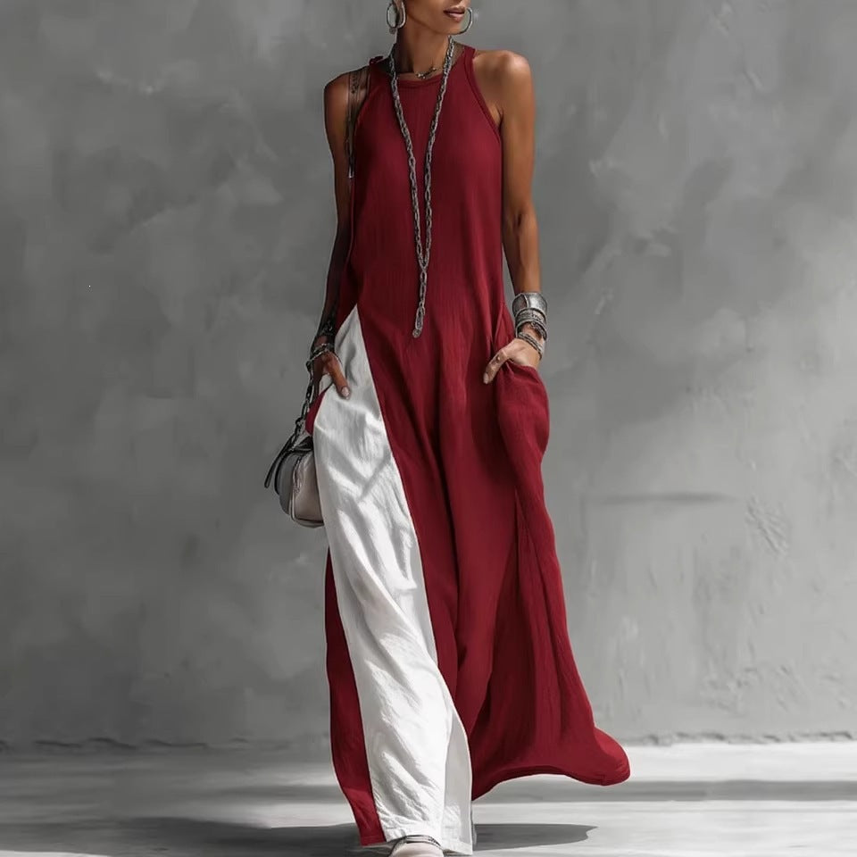 Damen Lässiges Maxikleid mit asymmetrischem Schnitt und tiefem Rückenausschnitt