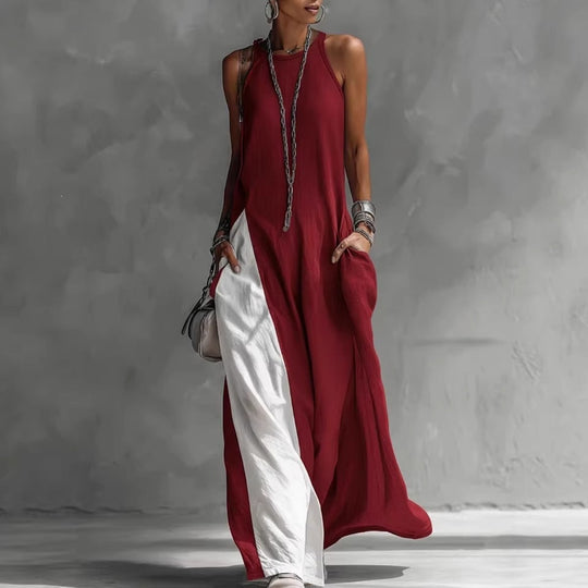 Damen Lässiges Maxikleid mit asymmetrischem Schnitt und tiefem Rückenausschnitt