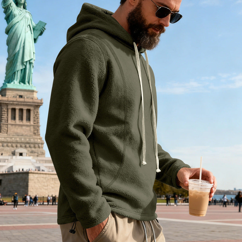Herren Fleece-Hoodie mit Teddystruktur, Kapuze und entspannter Passform Shop Nory