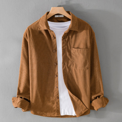 Herren Waffelstruktur-Hemdjacke aus atmungsaktivem Baumwollmix mit aufgesetzter Brusttasche Shop Nory