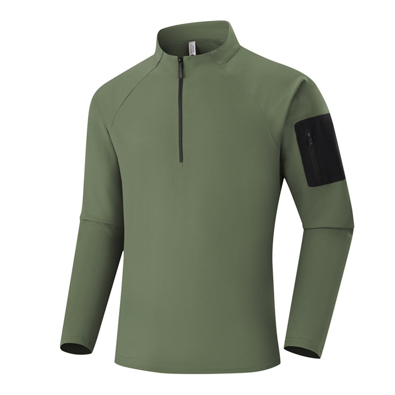 Herren Atmungsaktives Funktions-Langarmshirt mit Stehkragen, 1/4-Reißverschluss und Ärmel-Utility-Tasche Shop Nory