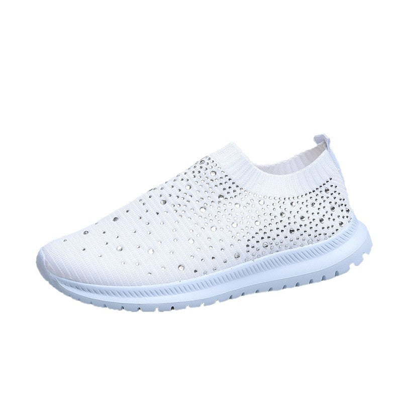 Damen Elastischer Slip-On Strick-Sneaker mit Strassbesatz Shop Nory