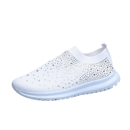 Damen Elastischer Slip-On Strick-Sneaker mit Strassbesatz Shop Nory