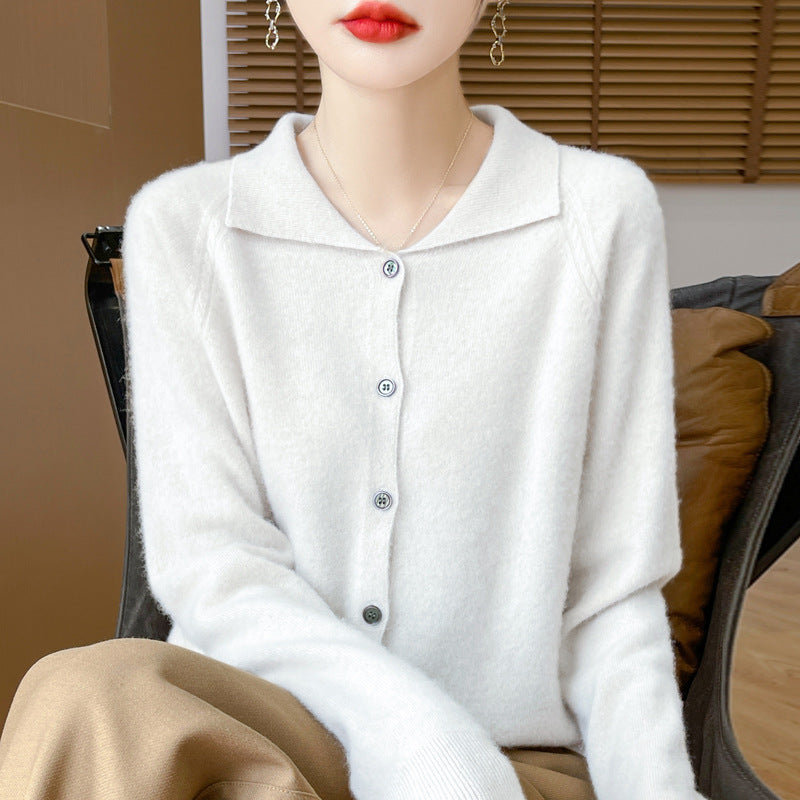 Damen Kuscheliger Reverskragen-Cardigan im Kaschmir-Look mit Mohair-Effekt Shop Nory