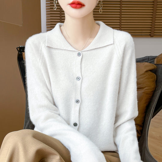 Damen Kuscheliger Reverskragen-Cardigan im Kaschmir-Look mit Mohair-Effekt Shop Nory