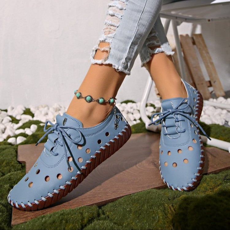 Damen Freizeit-Schnürschuhe mit atmungsaktiver Loch-Detailgestaltung