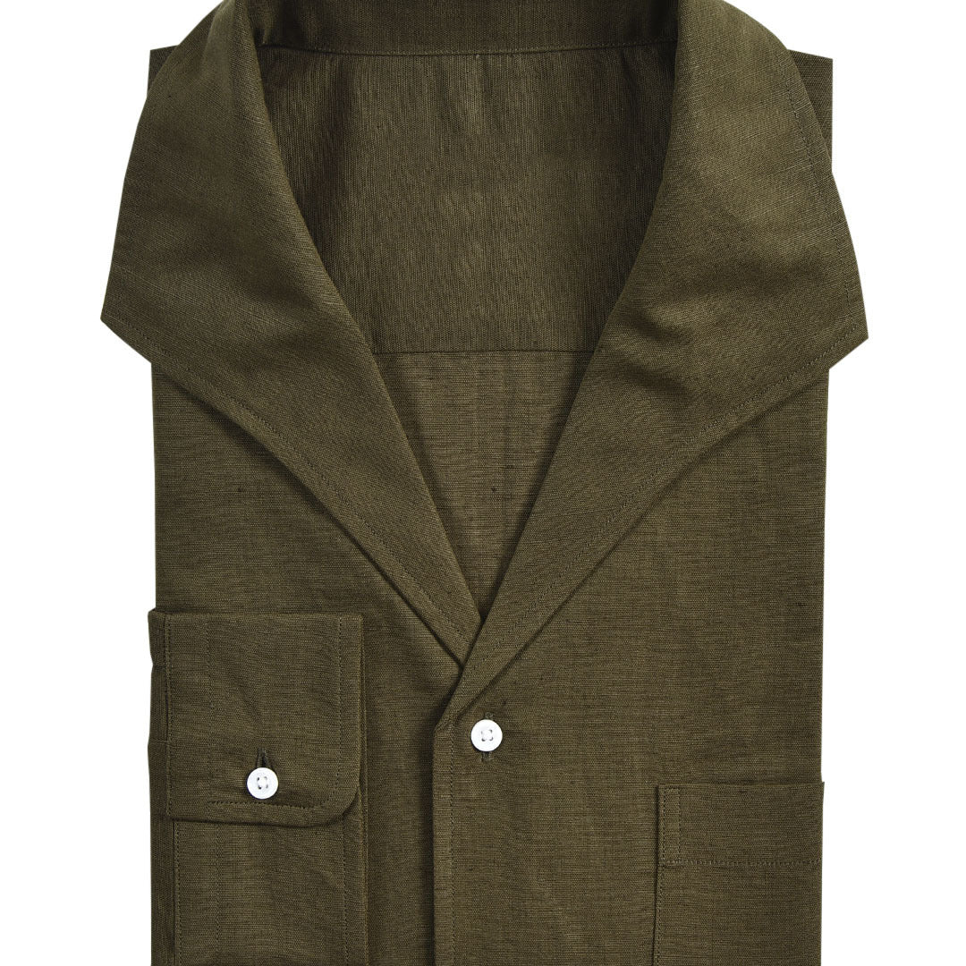 Herren Leichtes Leinenmix-Hemd mit offenem Camp-Kragen, aufgesetzten Taschen und Knopfmanschetten Shop Nory