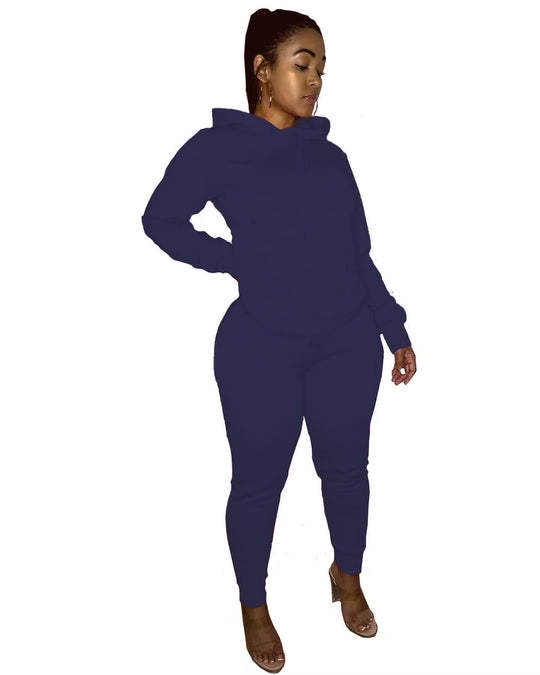 Damen nan tailliertes Hoodie- und Jogginghose-Set mit Kängurutasche, hohem Komfortbund und gerippten Knöchelbündchen Shop Nory
