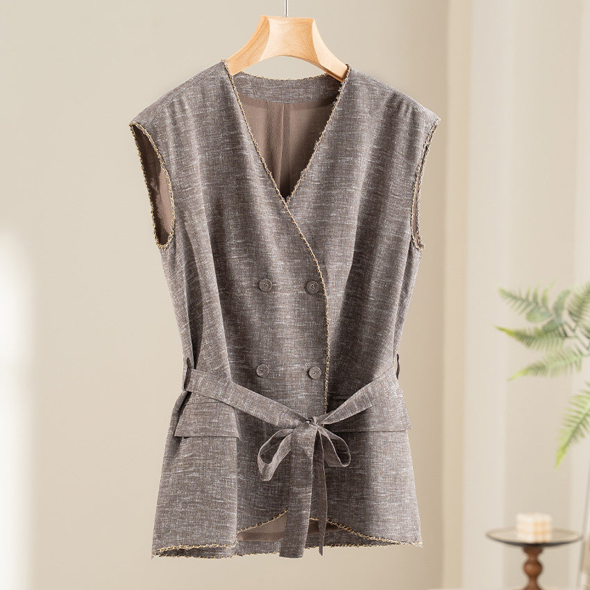 Damen Hochtaillierte Palazzo-Hose aus Leinenmix mit Bundfalten und elastischem Komfortbund Shop Nory