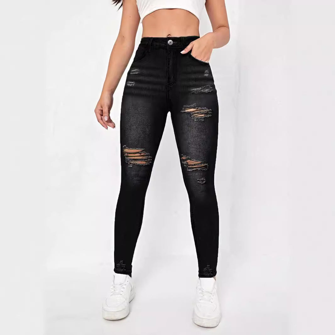 Damen hochtaillierte Sculpting-Skinny-Jeans mit gezielten Rissen und taillierendem Komfortbund Shop Nory