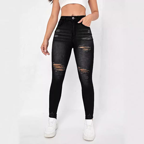 Damen hochtaillierte Sculpting-Skinny-Jeans mit gezielten Rissen und taillierendem Komfortbund Shop Nory